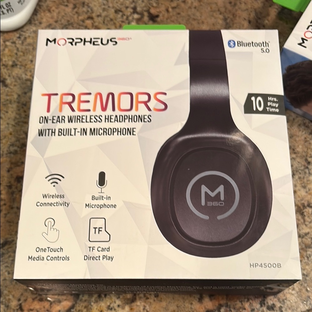Morpheus Tremors Black On-Ear Wireless Headphones with Built-in Microphone